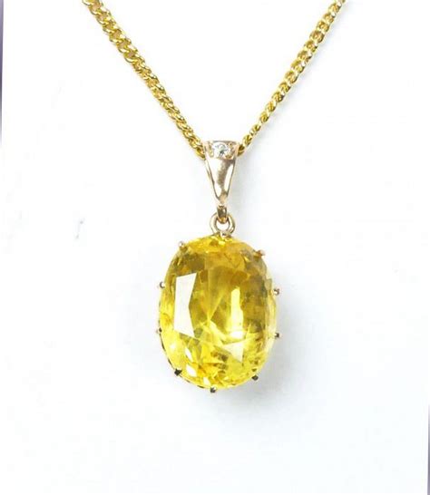 Yellow Sapphire Pendant in Handmade 9ct Gold Setting - Pendants/Lockets ...