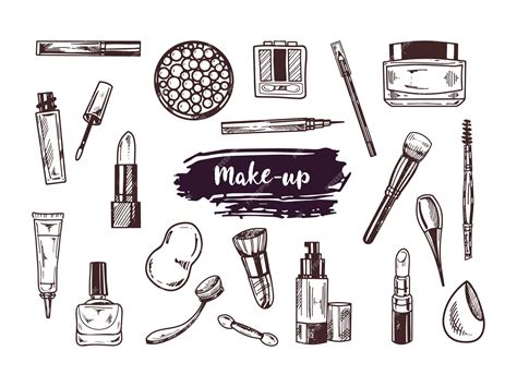 Premium Vector | A set of hand drawn doodle sketches of cosmetics as ...