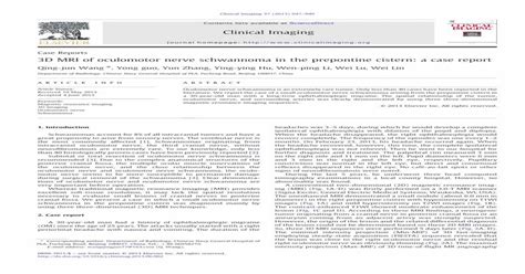 (PDF) 3D MRI of oculomotor nerve schwannoma in the prepontine cistern: a case report - PDFSLIDE.NET