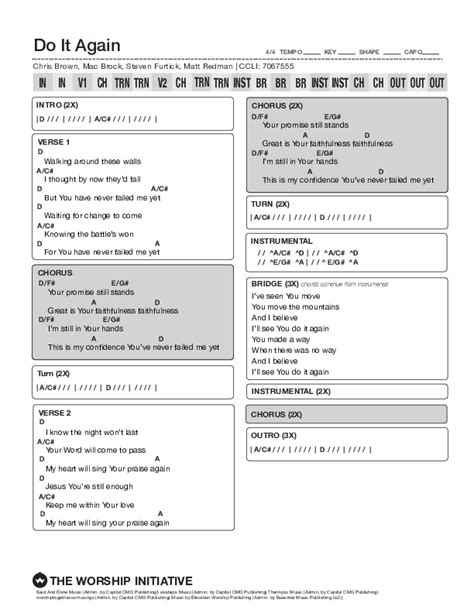 Do It Again Chords PDF (The Worship Initiative / Shane & Shane) - PraiseCharts