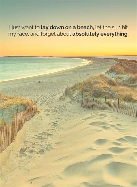 I just want to lay down on a beach, let the sun hit my face and forget ...