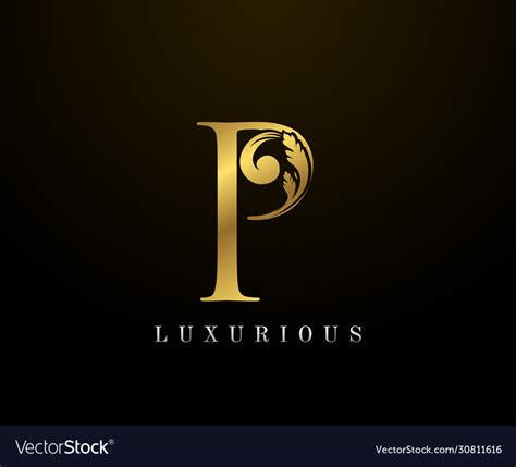 Gold elegant letter p logo graceful style Vector Image