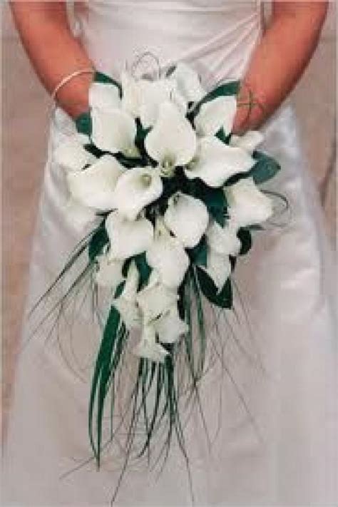 White Calla Lily Cascade Bridal Bouquet. #2043220 - Weddbook