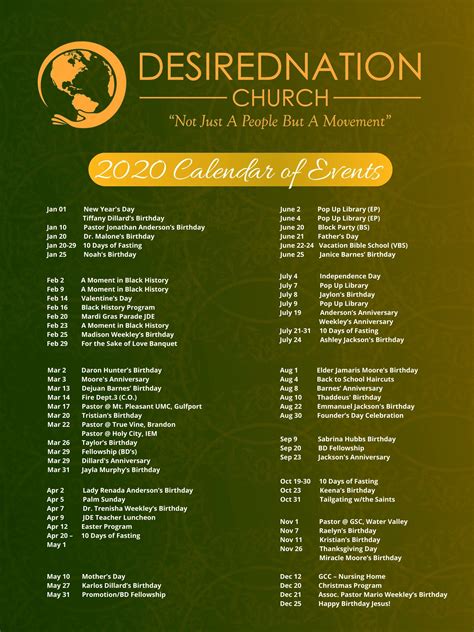 Church Calendar