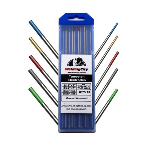 10-pcs WeldingCity® TIG Welding Tungsten Electrode 1/16" and 3/32" x 7" Pure-Thoriated-Ceriated ...