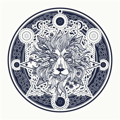 Medieval lion tattoo and t-shirt design. Ornamental Tattoo Lion - Stock ...