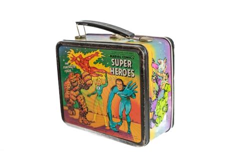 70s Marvel Super Heroes Lunch Box With Spiderman, Cap… - Gem