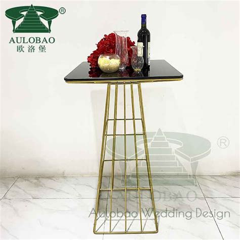 Gold Iron Metal Square Cocktail Table Aulobao