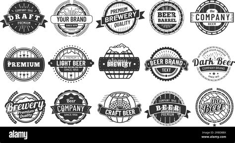 Brewery badge. Draft beer barrel emblem, retro circle badges and quality emblems vintage hipster ...