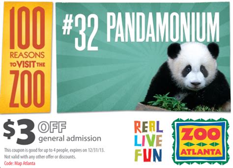 Performance Codes: Online & In-Store Coupon ZOO ATLANTA, $3 Off General Admission. (Exp - 12/31/13)