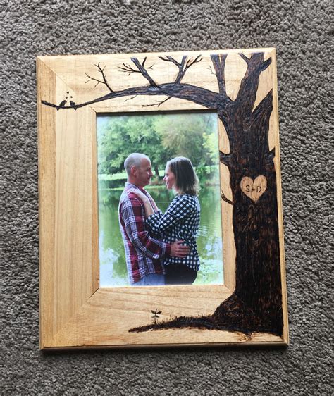 keystone vintage Custom wood burned wedding picture frame. Unique, barn style rustic wo ...