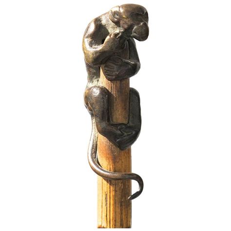 Original Art Nouveau Walking Stick with Stunning Bronze Monkey at 1stdibs