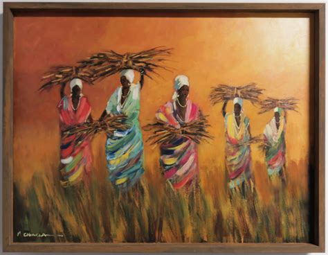 Basket Carriers | African Paintings by South African Artist, Mauro Chiarla - Frame It Here