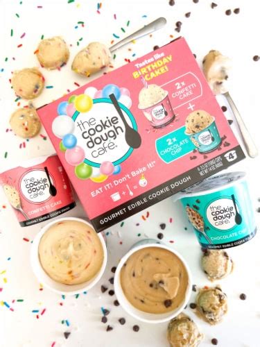 The Cookie Dough Cafe® Gourmet Edible Cookie Dough Chocolate Chip/Confetti Cake Variety Pack, 4 ...