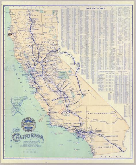 Southern Pacific Company Map of California and it’s old railroad system ...