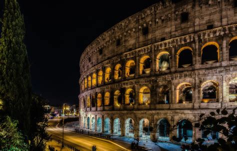 Wallpaper night, lights, Rome, Colosseum, Italy images for desktop, section город - download