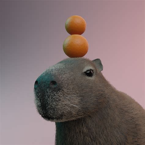 ArtStation - Capybara with oranges on his head