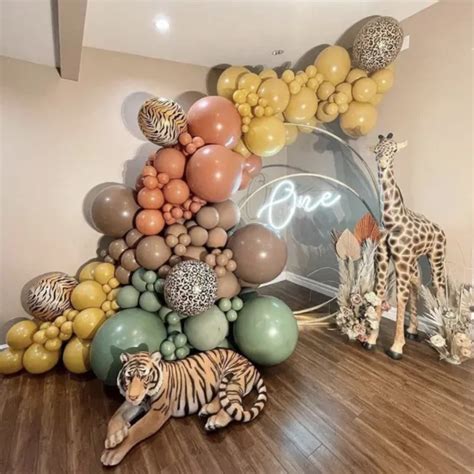SAFARI BALLOON GARLAND Kit Balloon Arch for Jungle Party Birthday Baby ...