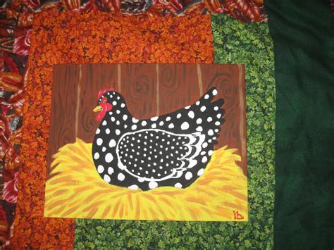 Original Folk Art Chicken Painting