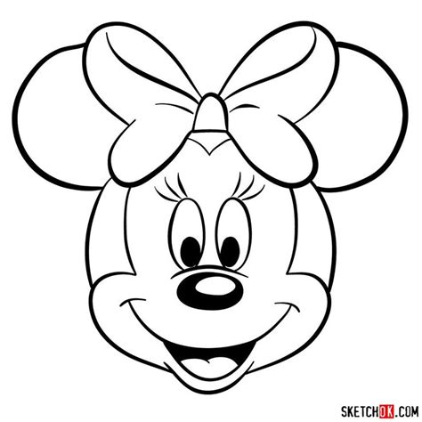 How to Draw Minnie Mouse Face - Step by Step