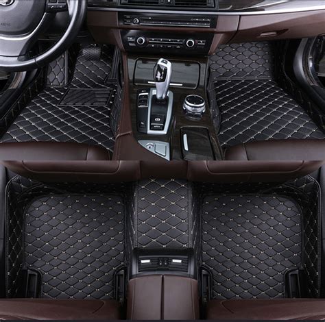 Luxury Black Leather Car Mats Set