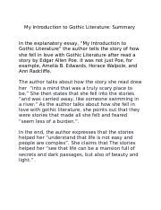 My Introduction to Gothic Literature.docx - My Introduction to Gothic ...