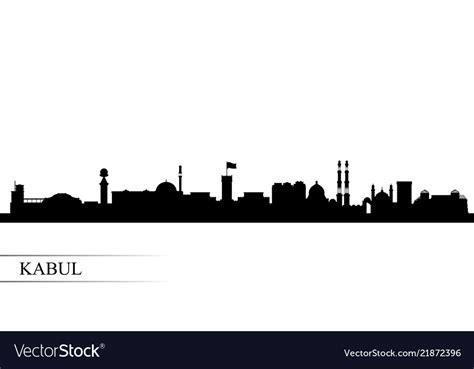 Kabul city skyline silhouette background Vector Image