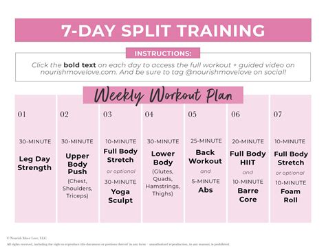 FREE Weekly Workout Plan (Full Videos) | Nourish Move Love