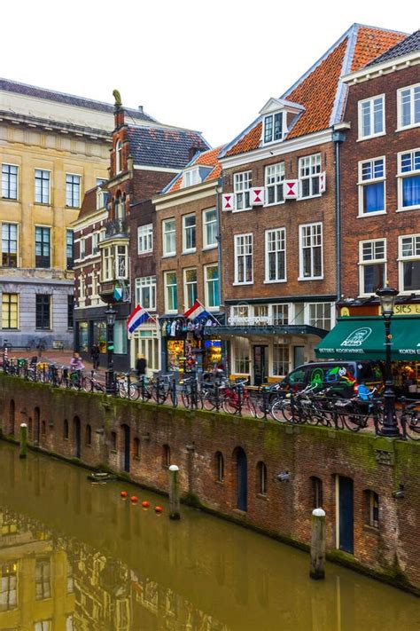 Utrecht, Netherlands - December 15, 2017: Street with Historic Houses ...