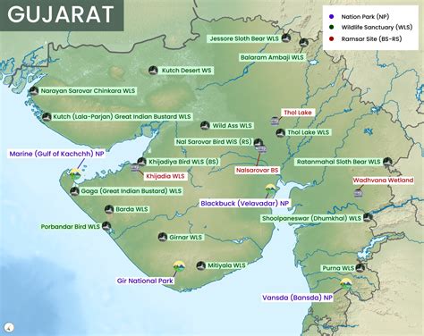 Gujarat National Parks, Wildlife Sanctuaries & Ramsar Sites