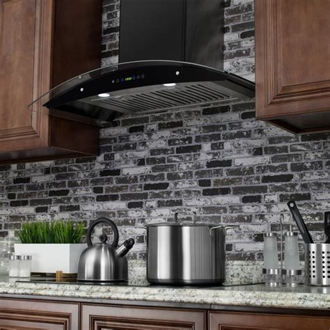 Shop 36-inch OSWRH668S3BK-36-AK Black Stainless Steel Wall Mount Range Hood - Free Shipping ...