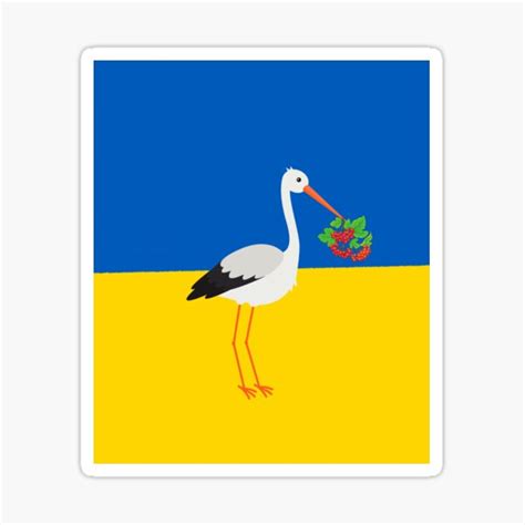 "Ukrainian stork on the background of the Ukrainian flag" Sticker by ...