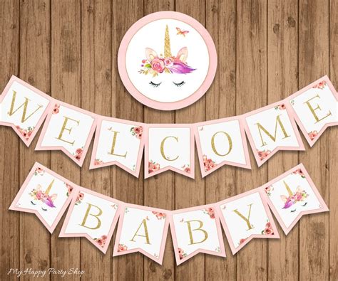 Unicorn Baby Shower Banner PRINTABLE Welcome Baby Banner - Etsy