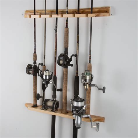 Rush Creek Creations 2-Piece 6 Fishing Rod Rack Storage Wall Mount - Easily Installed Fishing ...