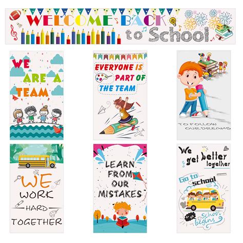 Buy ANPHSIN 7 Pack Classroom Banner Decorations Set- Motivational ...