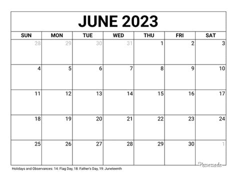 June 2023 & 2024 Calendar | Free Printable with Holidays