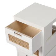 Bedside Tables Drawers Side Table Paulownia Wood Storage Cabinet White ...