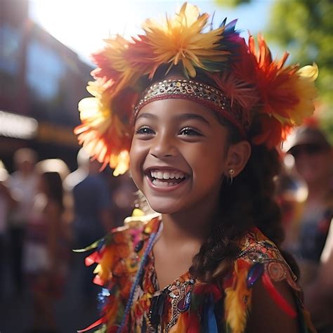 Premium AI Image | Photo of Colombian Children Dress Up in Traditional Costumes Such as Festive ...