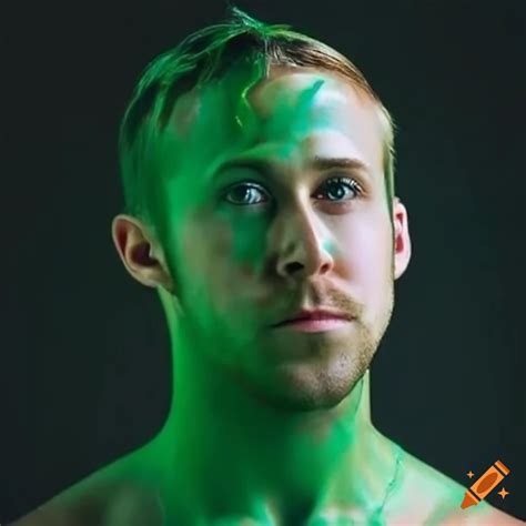 Photo of ryan gosling covered in slime at kca on Craiyon