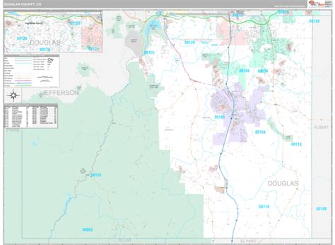 Douglas County, CO Wall Map Premium Style by MarketMAPS - MapSales