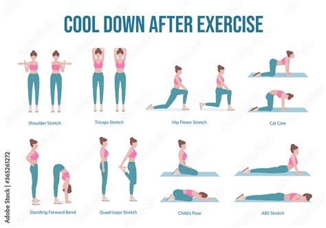 Woman doing cool down after exercise workout set. In order to stretch ...