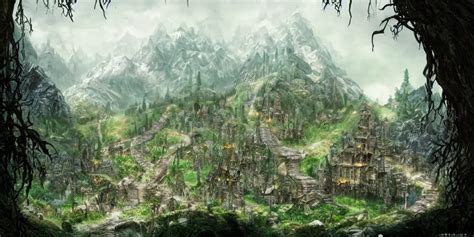 lord of the ring. elf city. elvish village. rivendell. | Stable Diffusion