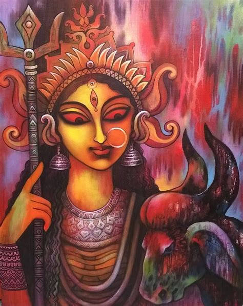 Navratri Durga Devi painting. | Durga painting, Durga maa paintings ...