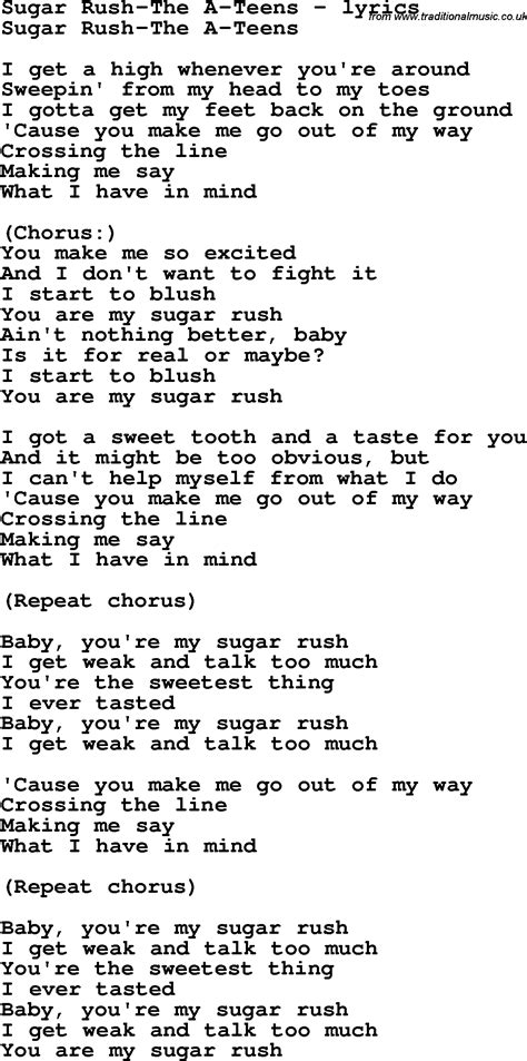 Love Song Lyrics for:Sugar Rush-The A-Teens