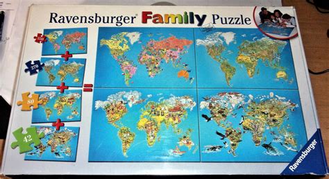 Ravensburger WORLD MAP Family Puzzle - Combine 4 Different Size Puzzles ...