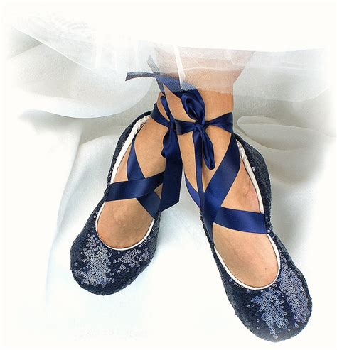 Wedding Ballet Flats Shoes Sequin Navy Blue Wedding Flats | Etsy