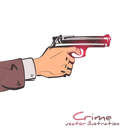 Premium Vector | Gun in man. pistol hold in hand male. firearms ...