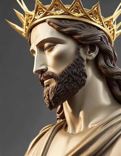 Premium Photo | Comma on jesus christ statue with gold crown of thorns ...