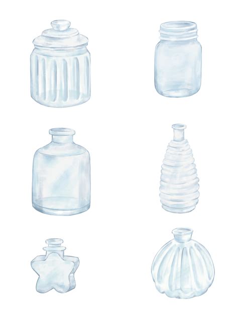 Transparent Glass Bottle Hd Transparent, Watercolor Style Small Fresh Dreamy Transparent Glass ...