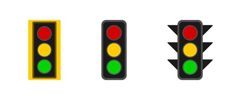 Three different color traffic lights suitable for illustrating road safety, traffic regulation ...